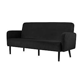 Dreisitzer Sofa meet by Paperflow LISBOA, Samtbezug schwarz, Fussgestell schwarz, B 1590 x T 550 x H 430 mm