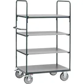 fetra® Etagenwagen mit Holzböden, 4 Etagen à 1.000 x 600 mm, Höhe 1.800 mm, anthrazitgrau