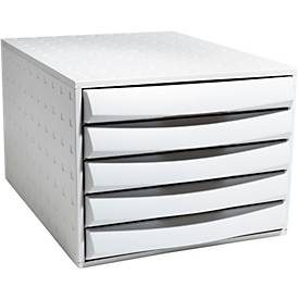 Exacompta, Exacompta - Schubladenbox THE BOX, 5 geschlossene Schubladen, Office, A4, Grau