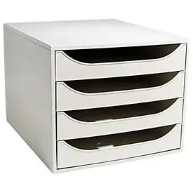 Exacompta, Exacompta - ECOBOX Schubladenbox mit 4 Schubladen, A4, Grau