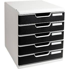 Exacompta, Exacompta Schubladenbox Modulo Polysteren Lichtgrau, Schwarz 28,8 x 35 x 32 cm
