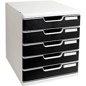 Exacompta, Exacompta Schubladenbox Modulo Polysteren Lichtgrau, Schwarz 28,8 x 35 x 32 cm