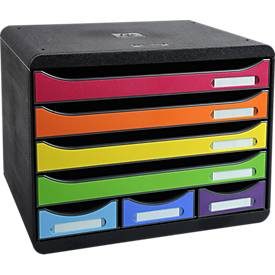 Exacompta, Exacompta Schubladeneinheit mit 7 Schubladen Store-Box Mini Kunststoff Farbig sortiert 35,5 x 27 x 27,1 cm