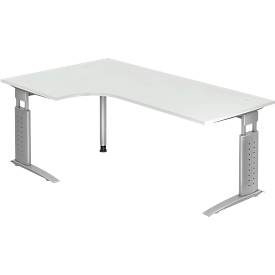 LIVIQUE, Schreibtisch Office Grau Holz 200 cm Höhenverstellbar (manuell) - Material: Holzwerkstoff - Schreibtisch