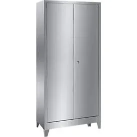 Edelstahl-Vitrinenschrank, 2-türig, mit 4 Füssen, B 1000 x T 500 x H 2000 mm