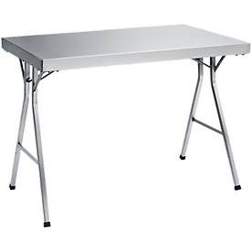 Edelstahl-Arbeitstisch mit klappbarem Fussgestell, 1200x700x850 mm