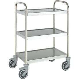 Edelstahlwagen, B675 x T445 mm, Vollgummi, Radgehäuse Kunststoff