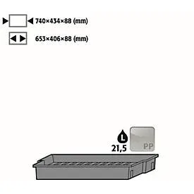 Einlegewanne für asecos Sicherheitsschränke der Q30, Q90 und S90 Serie, Polypropylen, grau, B 740 x T 434 x H 88 mm, 21,5 l