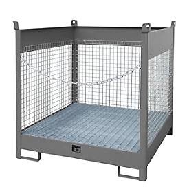 Bauer® Auffangwanne aus Stahl, stapelbare Fass-Palette FSP-4 D, lackiert, Mausgrau