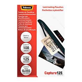 Fellowes, FELLOWES Laminiertasche 54x86mm 5306302 glanz, 125my 100 Stk