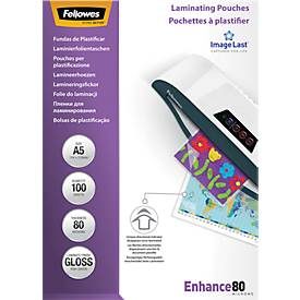 Fellowes, FELLOWES Laminiertasche A5 5306002 glanz, 80my 100 Stk