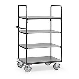 FETRA, fetra® Tischwagen mit öldichten Wannen, 3 Etagen à 850 x 500 mm, waagerechter Bügel, anthrazitgrau
