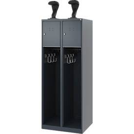 C+P, C+P Feuerwehrspind YOUNGSTER, Bodengleiter, 2 Abteile, HxBxT 1.530 x 600 x 500 mm, anthrazitgrau, mit Helmhalter