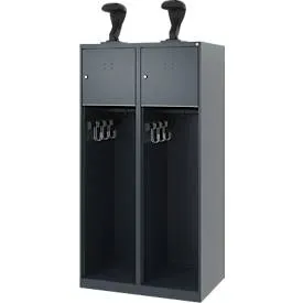 C+P, C+P Feuerwehrspind YOUNGSTER, Bodengleiter, 2 Abteile, HxBxT 1.530 x 800 x 500 mm, anthrazitgrau, mit Helmhalter