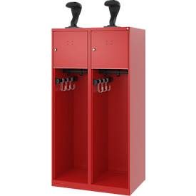 C+P, C+P Feuerwehrspind YOUNGSTER, Bodengleiter, 2 Abteile, HxBxT 1.530 x 800 x 500 mm, feuerrot, mit Helmhalter
