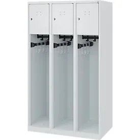 C+P, C+P Feuerwehrspind YOUNGSTER, Bodengleiter, 3 Abteile, HxBxT 1.530 x 900 x 500 mm, lichtgrau