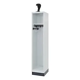 C+P, C+P Feuerwehrspind EXPERT, Sockel, 1 Abteil, HxBxT 1.850 x 400 x 500 mm, lichtgrau, mit Helmhalter