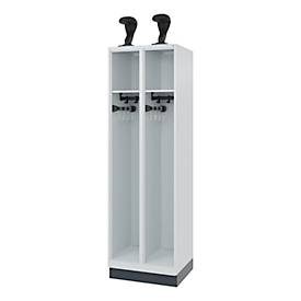 C+P, C+P Feuerwehrspind EXPERT, Sockel, 2 Abteile, HxBxT 1.850 x 600 x 500 mm, lichtgrau, mit Helmhalter
