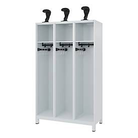 Feuerwehrspind C+P Evolo EXPERT, 3 Abteile, B 1200 x T 500 x H 1850 mm, RAL 7035 Lichtgrau/RAL 7035 Lichtgrau