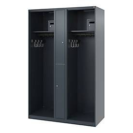 Feuerwehrspind C+P Evolo Maxi, 4 Abteile für 2 Personen, ohne Helmhalter, Bodengleiter, B 1200 x T 500 x H 1850 mm, RAL 7016 Anthrazitgrau