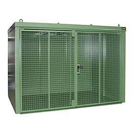 Gasflaschencontainer BAUER GFC-B M5, B 2175 x T 3125 x H 2270, für 96 Gasflaschen, feuerbeständig, abschliessbar, grün