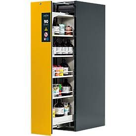 asecos®, asecos® Brandschutzschrank V-MOVE-90 mit Vertikalauszug, HxBxT 1.966 x 449 x 860 mm, anthrazit, gelb