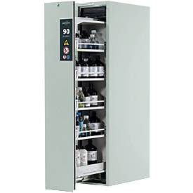 Gefahrstoffschrank Asecos V-LINE, Typ 90, 1 Vertikalauszügen, Lichtgrau/Lichtgrau