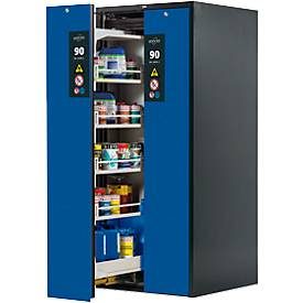 asecos®, asecos® Brandschutzschrank V-MOVE-90 mit Vertikalauszug, HxBxT 1.966 x 819 x 860 mm, anthrazit, enzianblau