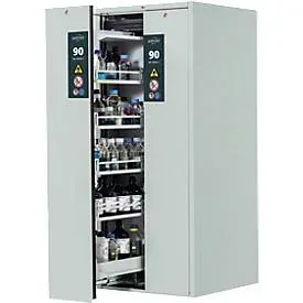 asecos® Brandschutzschrank V-MOVE-90 mit Vertikalauszug, HxBxT 1.966 x 819 x 860 mm, lichtgrau