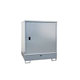 Gefahrstoffschrank BAUER GS-3, Stahlblech, unterfahrbar, für 4 x 200 l Fässer, B 1475 x T 1460 x  H 1805 mm, grau