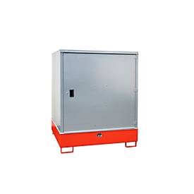 Gefahrstoffschrank BAUER GS-3, Stahlblech, unterfahrbar, für 4 x 200 l Fässer, B 1475 x T 1460 x  H 1805 mm, rot