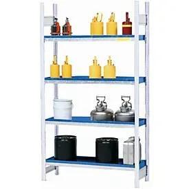 asecos® Gefahrstoffregal, für gewässergefährdende Flüssigkeiten, 4 Stahlwannen à 40 l, Grundfeld