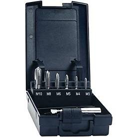 Exact, Exact 05937 DIN 3126 Einschnittgewindebohrer 7teilig metrisch M3, M4, M5, M6, M8, M10 Rechtsschneidend DIN 3126 HSS 1