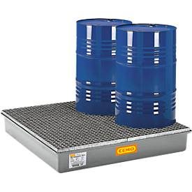 Jungheinrich PROFISHOP, CEMO Auffangwanne aus GFK, HxBxT 210 x 1.280 x 1.280 mm, Gitterrost aus Stahl