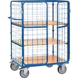FETRA, fetra® Etagenwagen mit Flügeltüren, Tragkraft 600 kg, 3 Etagen à 1.000 x 600 mm