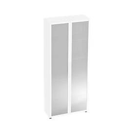LIVIQUE, Aktenschrank Office Silber/Transparent/Weiss Holz/Glas/Metall 80 cm 34.9 cm 188 cm - Farbe: silber, semi transparent, weiss - Material: Holzwerkstoff,