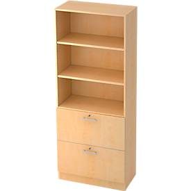 Hammerbacher, Hammerbacher Regalschrank Melaminharzbeschichtete Spanplatte Matrix 3 Ahorn 800 x 420 x 2.004 mm
