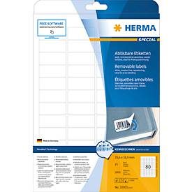 HERMA, HERMA Etikett. Movables 35,6x16,9mm 10003 weiss,non-perm. 2000St./25Bl.