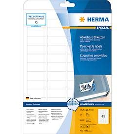 HERMA, HERMA Etiketten Movables 45,7x21,2mm 4346 weiss,non-perm. 1200 St./25 B.