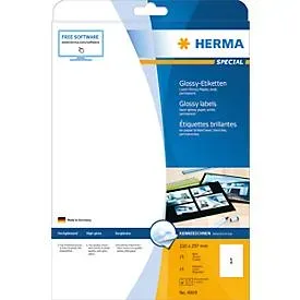 HERMA, Herma 4909 Universal-Etiketten 210 x 297 mm Papier, glänzend Weiß 25 St. Permanent haftend Laserdrucker, Kopierer,