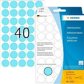 HERMA, HERMA Etiketten rund 19mm 2253 blau 1280 St&uuml;ck
