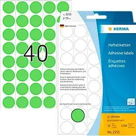 HERMA, HERMA Markierungspunkte 19mm 2255 gr&uuml;n 1280 St&uuml;ck