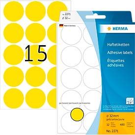 HERMA, HERMA Markierungspunkte 32mm 2271 gelb 480 St./32 Blatt