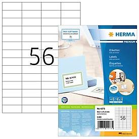 HERMA, HERMA Etiketten PREMIUM 52.5x21.2mm 4273 weiss,perm. 5600 St./100 Bl.