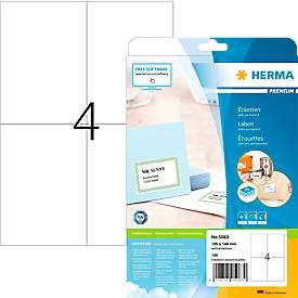 HERMA, HERMA Etiketten PREMIUM 105x148mm 5063 weiss,perm. 100 St./25 Bl.