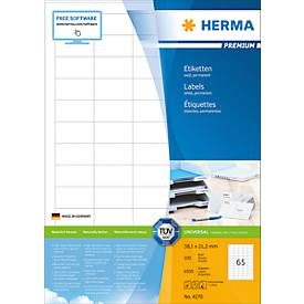 HERMA, HERMA Universal-Etikett. 38,1x21,2mm 4270 weiss 6500 St./100 Blatt