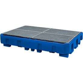 asecos®, asecos® Auffangwanne aus PE für IBC-Container, integrierter Abfüllbereich, HxBxT 450 x 2.460 x 1.800 mm, verzinkter Gitterrost