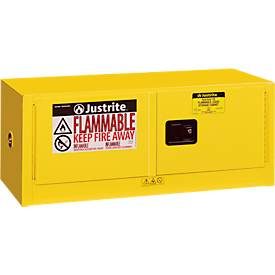 Justrite®, Justrite® Brandschutzschrank Piggyback Sure-Grip® FM, HxBxT 460 x 1.090 x 460 mm, ohne Fachboden, selbstschliessend