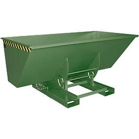 Kippbehälter AK 150, mit Abrollsystem, 1500 l, 1000 kg, L 1420 x B 2280 x H 1070 mm, RAL 6011 grün