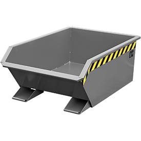 Bauer® Mini-Kippbehälter, extrem niedrige Bauhöhe, lackiert, Volumen 0,27 m³, RAL 7005 mausgrau
